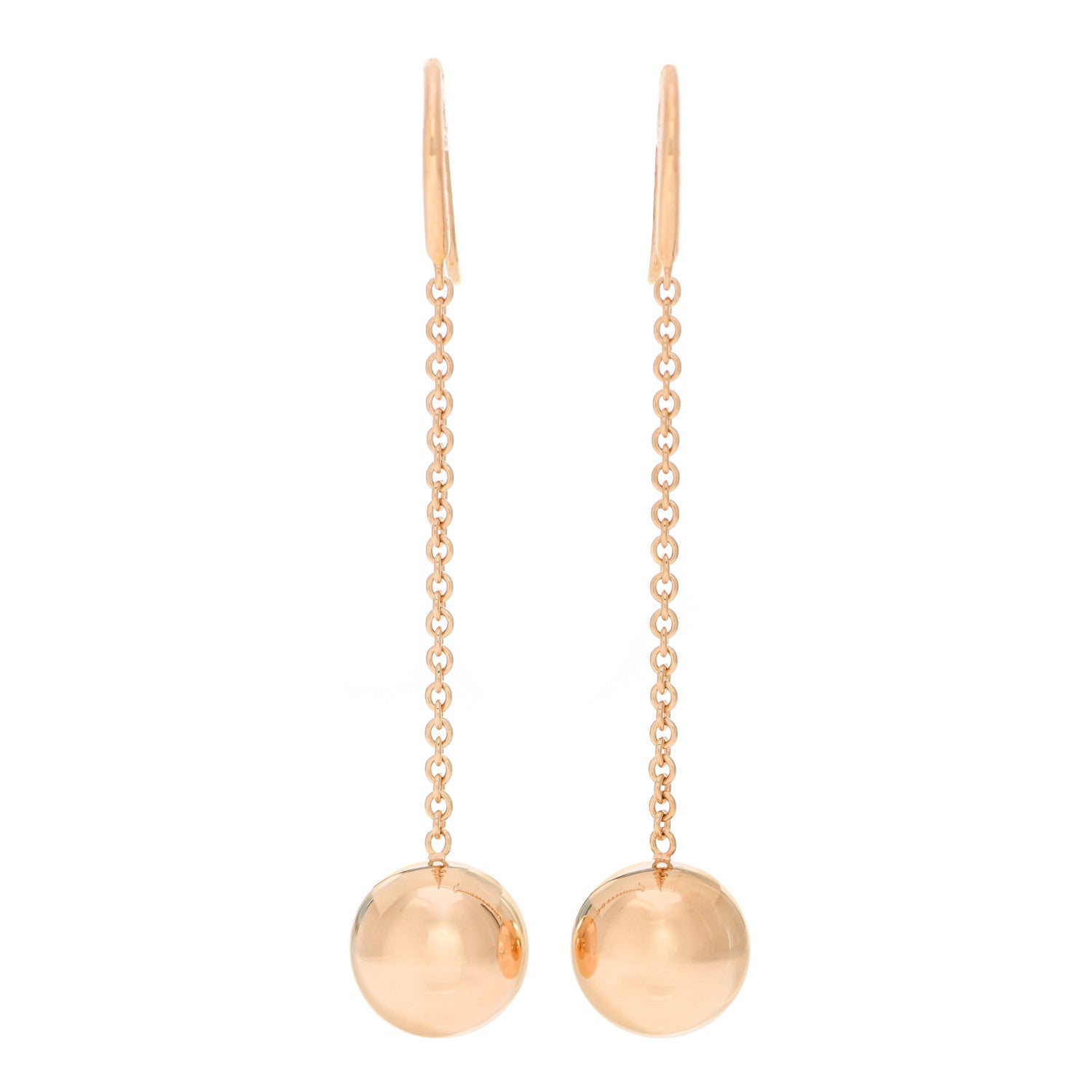 Tiffany 18K Rose Gold 10mm HardWear Ball Hook Drop Earrings 1 of 4