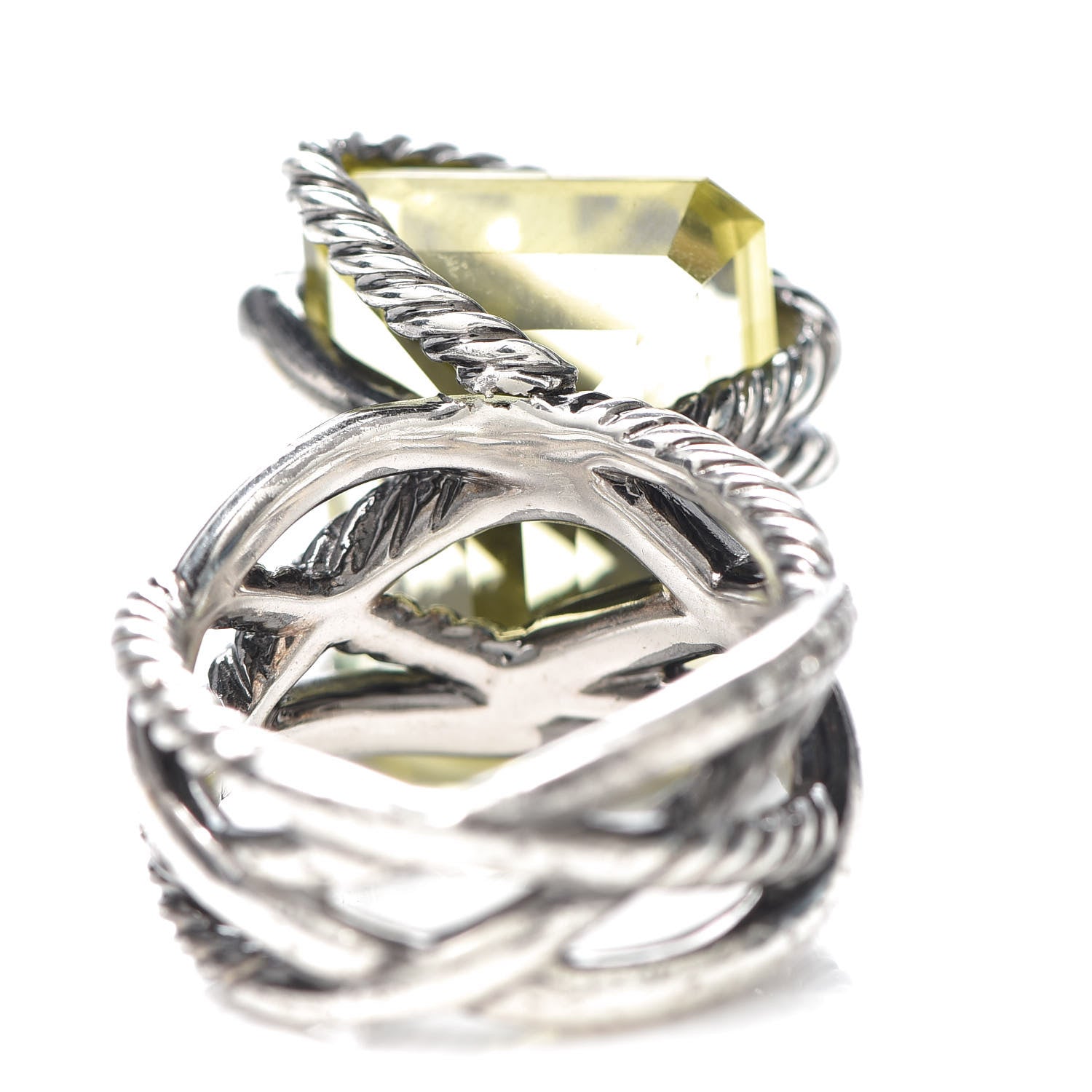 David Yurman Sterling Silver Diamond Lemon Citrine 15mm Cable Wrap Ring 54 6.75 6 of 6