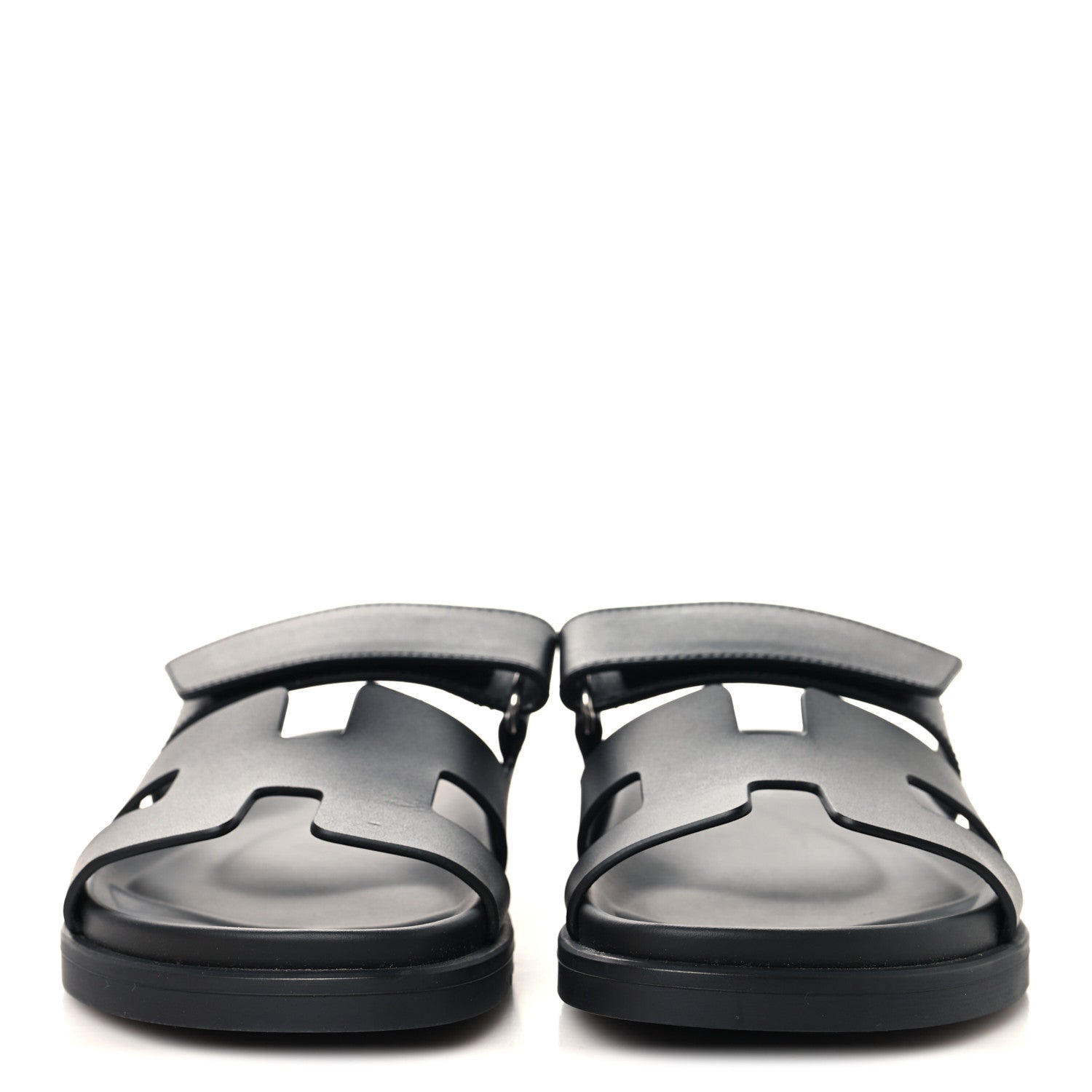 Hermes Calfskin Womens Chypre Sandals 36.5 Black 3 of 10