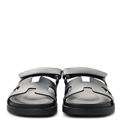 Hermes Calfskin Womens Chypre Sandals 36.5 Black 3 of 10