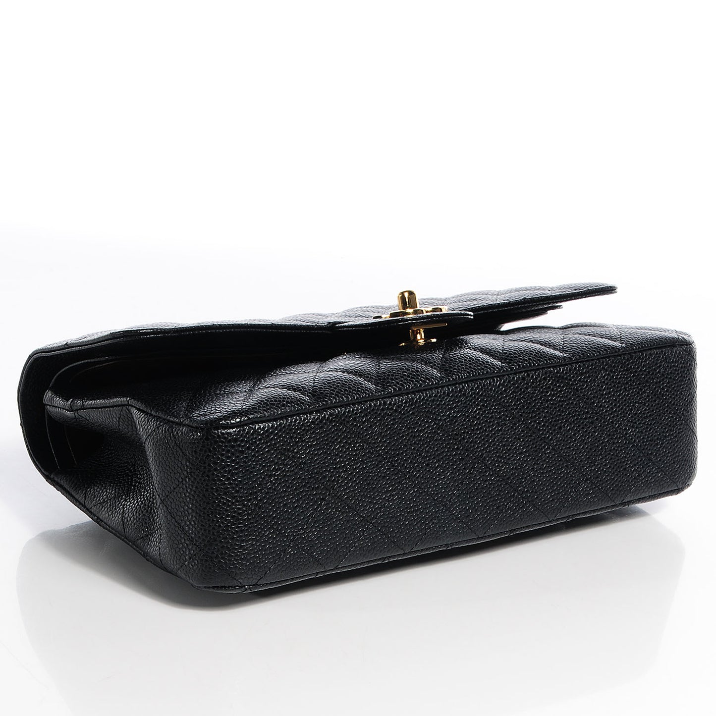 Caviar Quilted Medium Double Flap Black