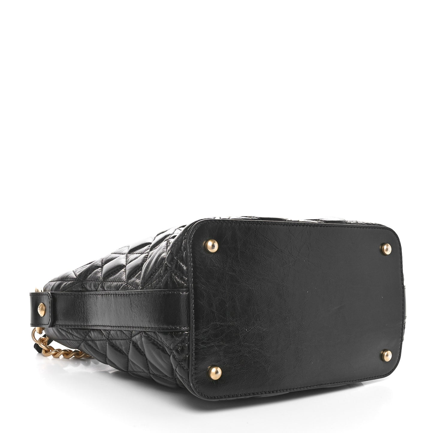Glazed Calfskin Quilted State Of The Art Hobo Black