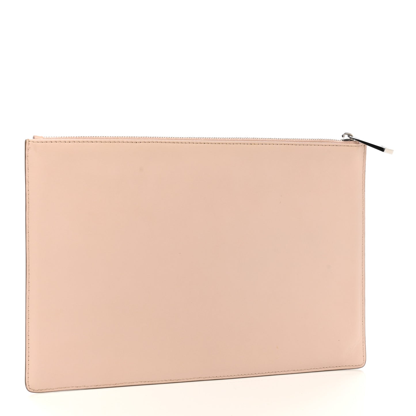 Calfskin Logo Zip Pouch Pale Pink
