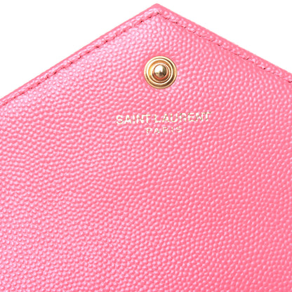 Saint Laurent Grain De Poudre Matelasse Chevron Monogram Chain Wallet Rose Clair 6 of 9