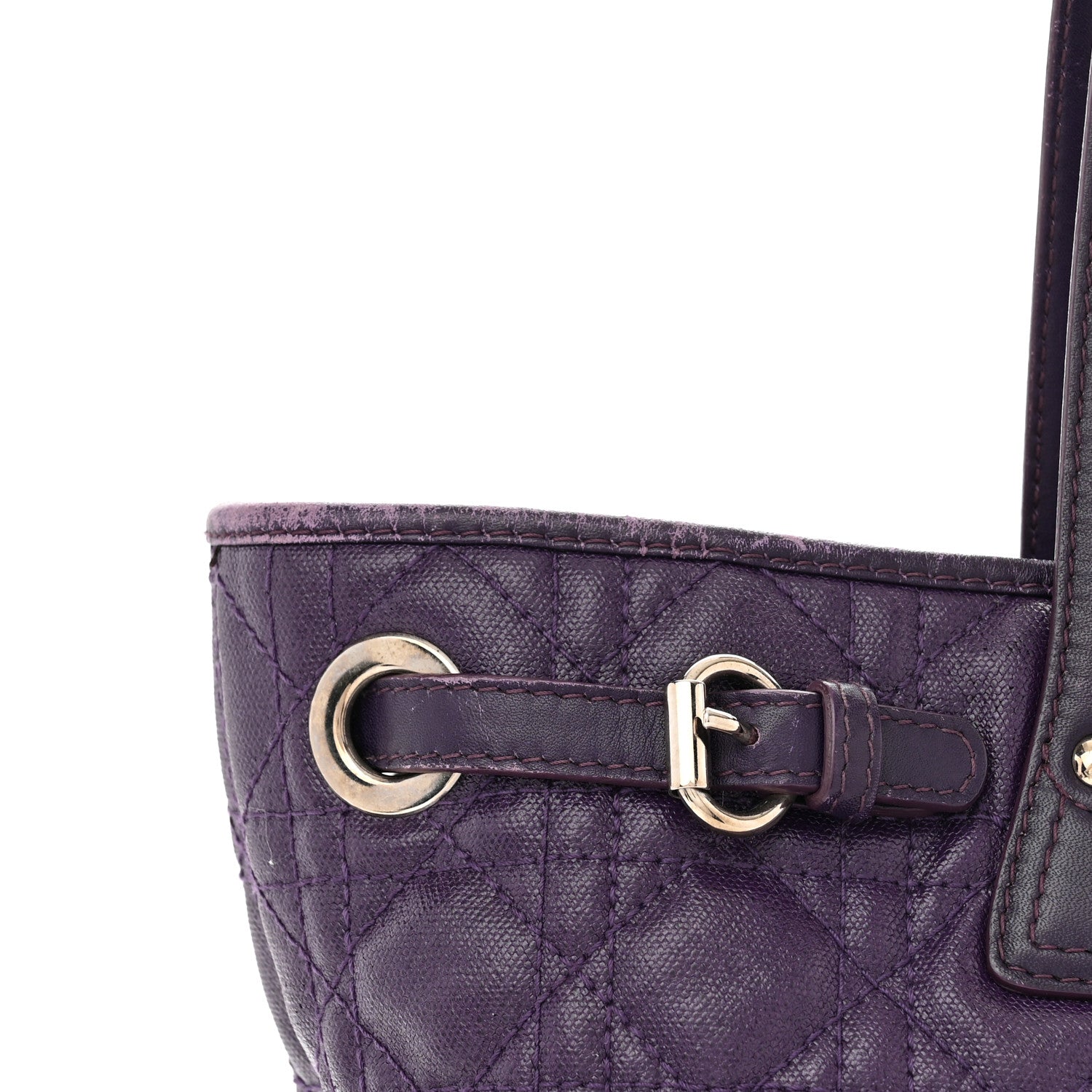 Christian Dior Coated Canvas Cannage Medium Panarea Tote Purple 11 of 20