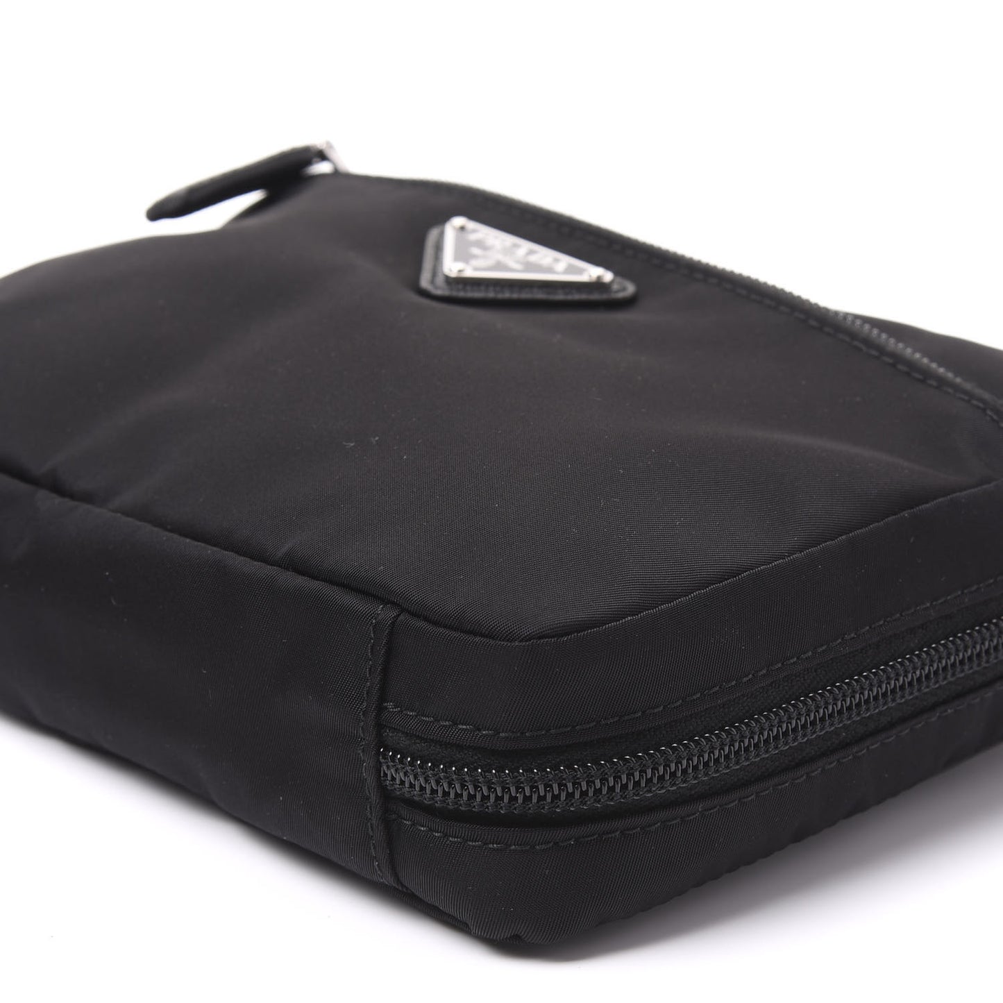 Tessuto Nylon Saffiano Maniglia Pouch Black