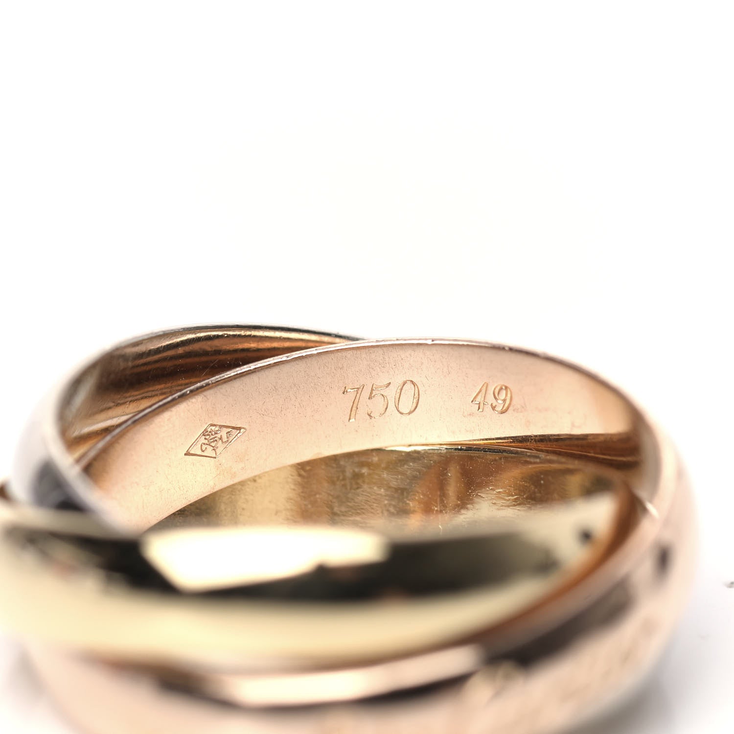 Cartier 18K Pink Yellow White Gold Classic Les Must De Cartier Trinity Ring 49 4.75 4 of 6
