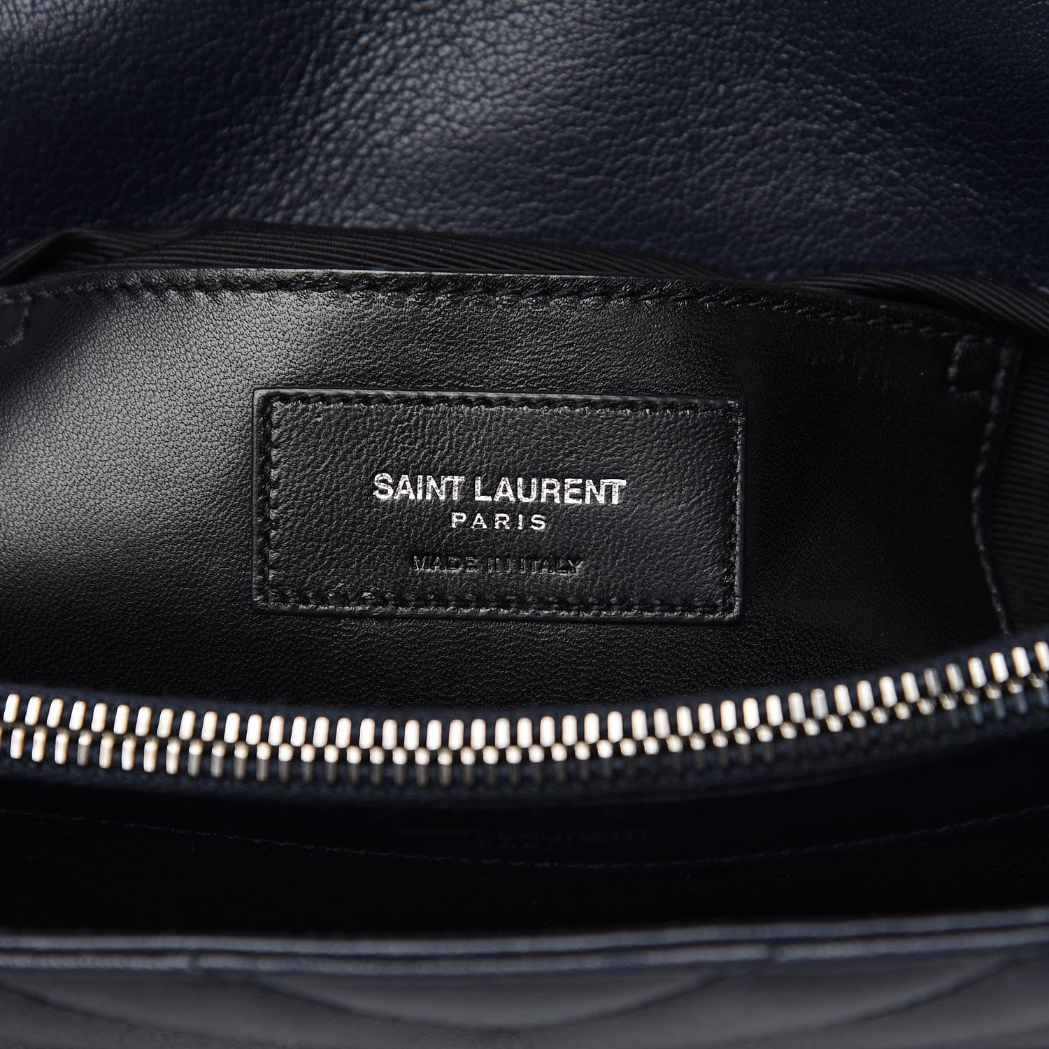 Saint Laurent Sheepskin Matelasse Chevron Monogram Large College Satchel Navy Blue 6 of 9