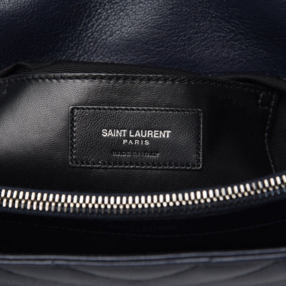 Saint Laurent Sheepskin Matelasse Chevron Monogram Large College Satchel Navy Blue 6 of 9