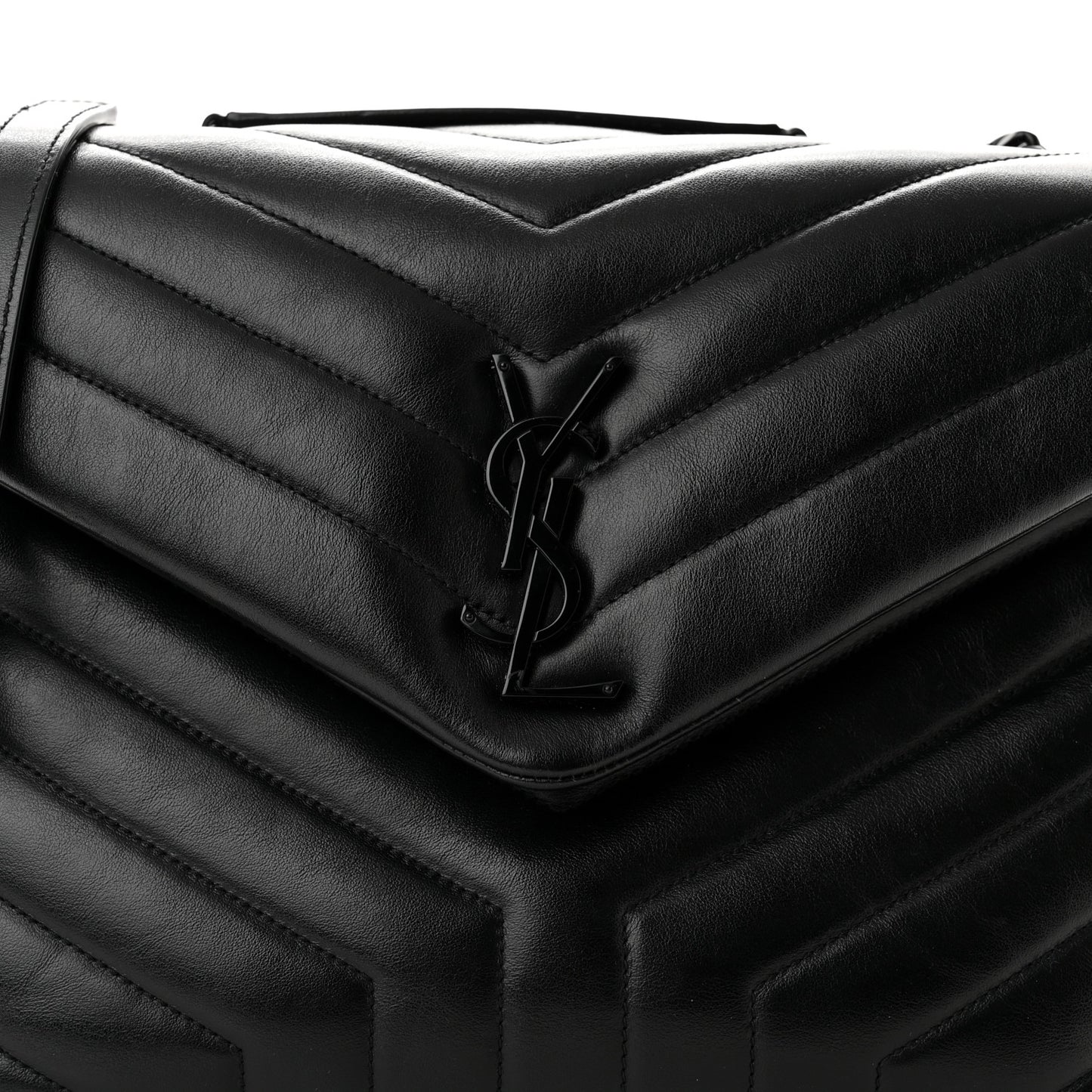 Calfskin Y Quilted Monogram Medium Loulou Chain Satchel Black