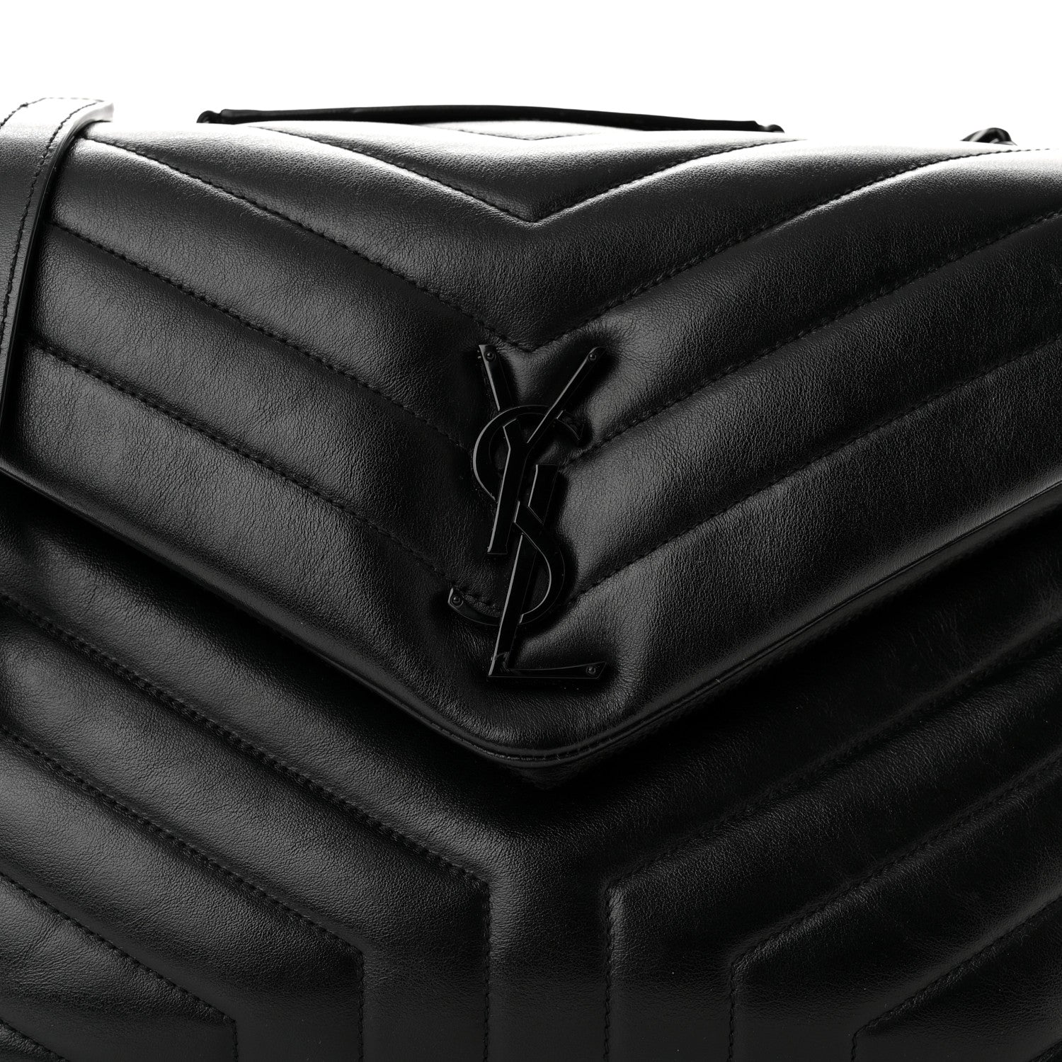 Saint Laurent Calfskin Y Quilted Monogram Medium Loulou Chain Satchel Black 8 of 10