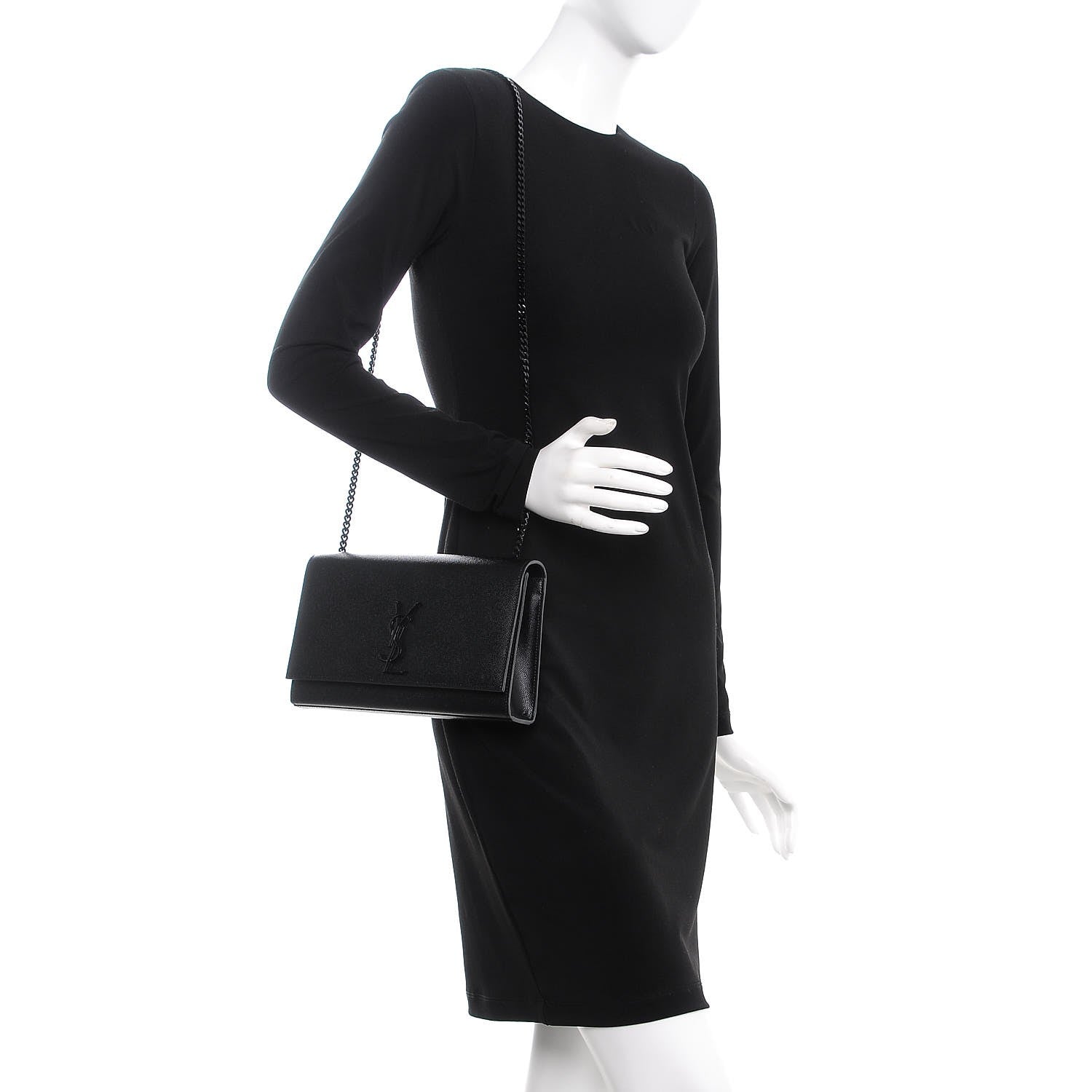 Saint Laurent Grain De Poudre Medium Classic Monogram Kate Satchel Black 2 of 7