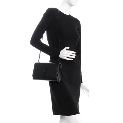 Saint Laurent Grain De Poudre Medium Classic Monogram Kate Satchel Black 2 of 7