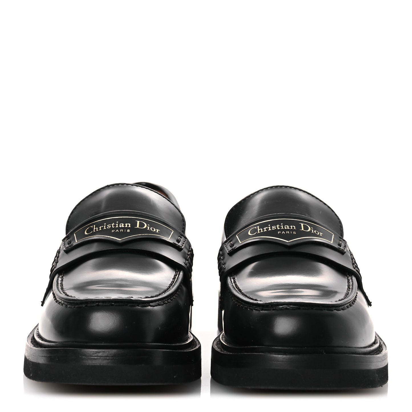 Brushed Calfskin Boy Platform Loafers 35.5 Black