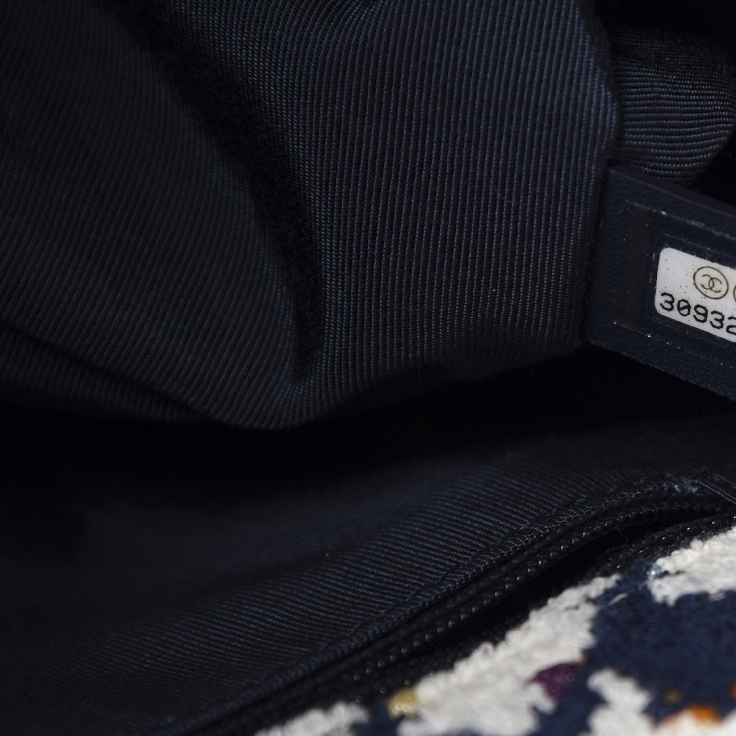Chanel Tweed Quilted Large 19 Flap Ecru Navy Blue Multicolor 9 of 10
