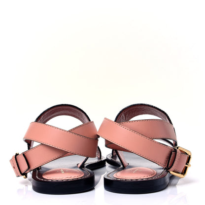 Louis Vuitton Calfskin Damier Ebene Passenger Flat Sandals 37.5 Venus Pink 6 of 10
