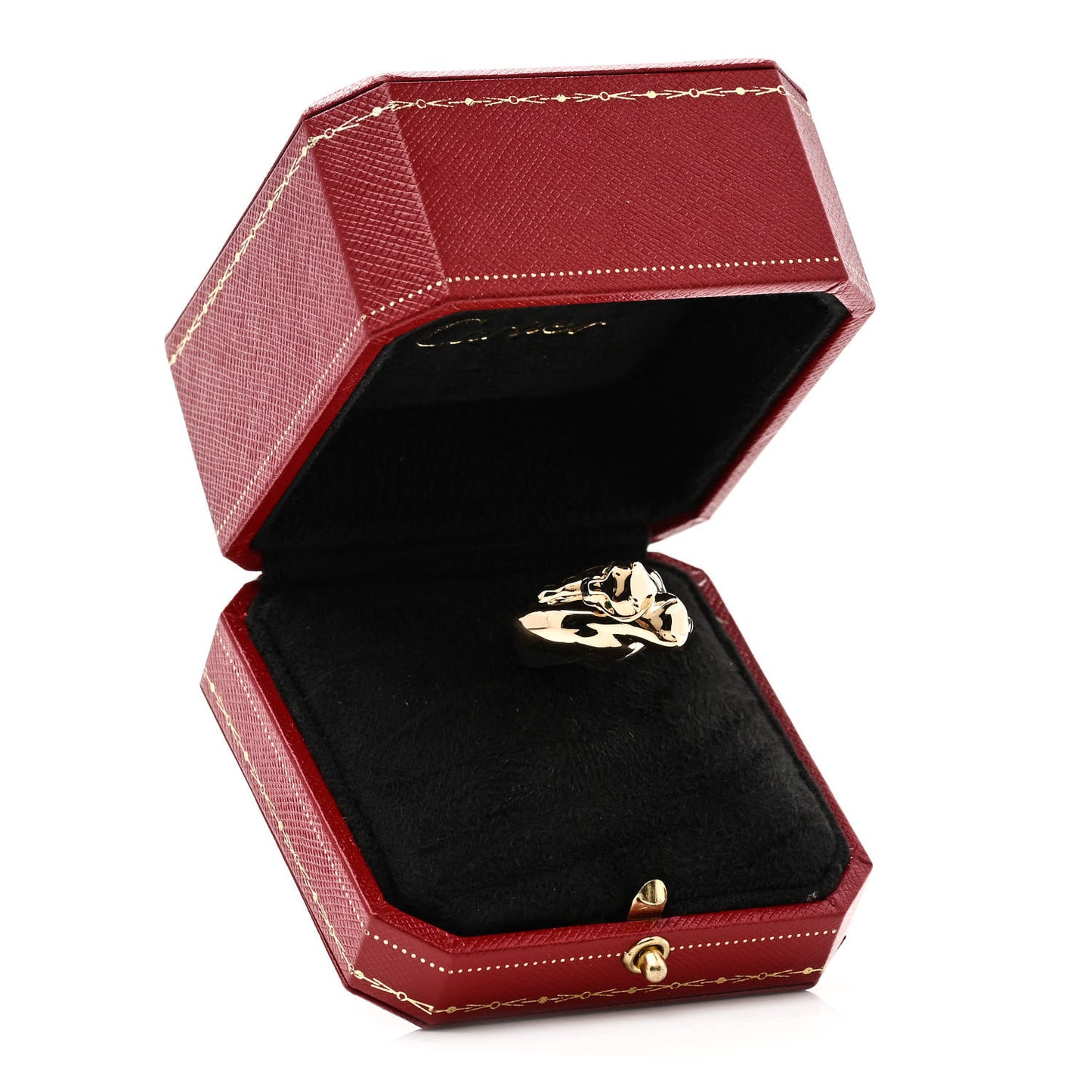 18K Yellow Gold Black Onyx Emerald Double Panthère De Cartier Bypass Ring 51 5.75