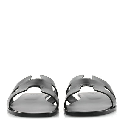Hermes Box Calfskin Oran Sandals 41 Black 3 of 11