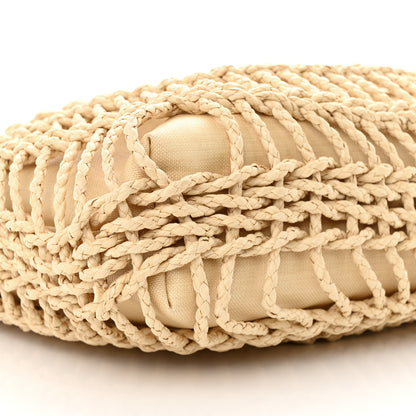 Valentino Garavani Raffia Calfskin Vlogo AllKnots Shopping Tote Natural 9 of 10