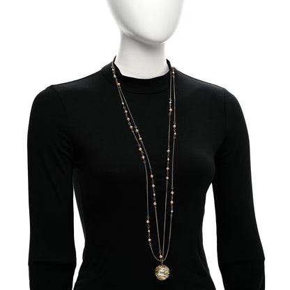 Chanel Crystal Pearl Drop Multi Chain Necklace Gold 2 of 5