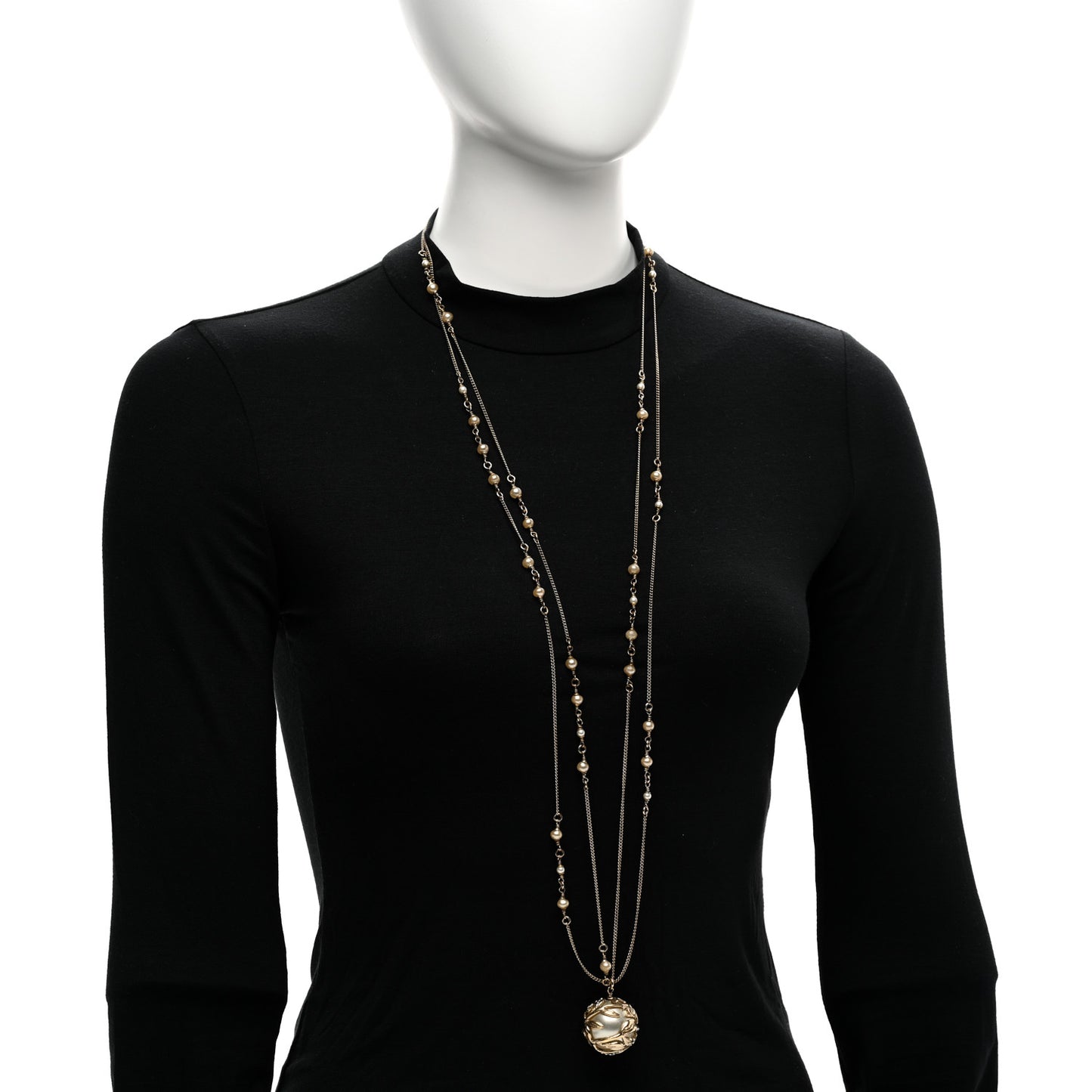 Crystal Pearl Drop Multi Chain Necklace Gold