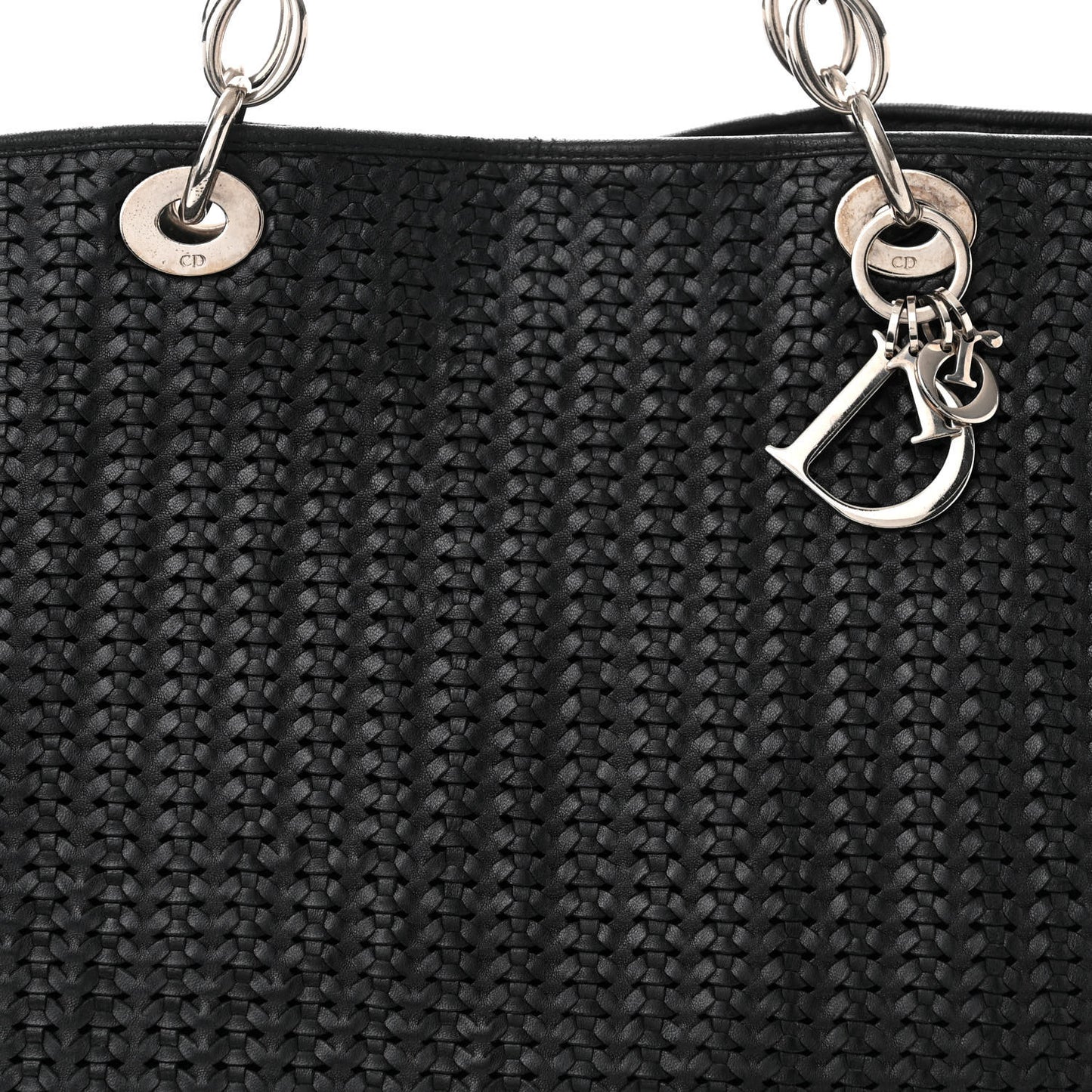 Lambskin Woven Dior Soft Shopping Tote Black