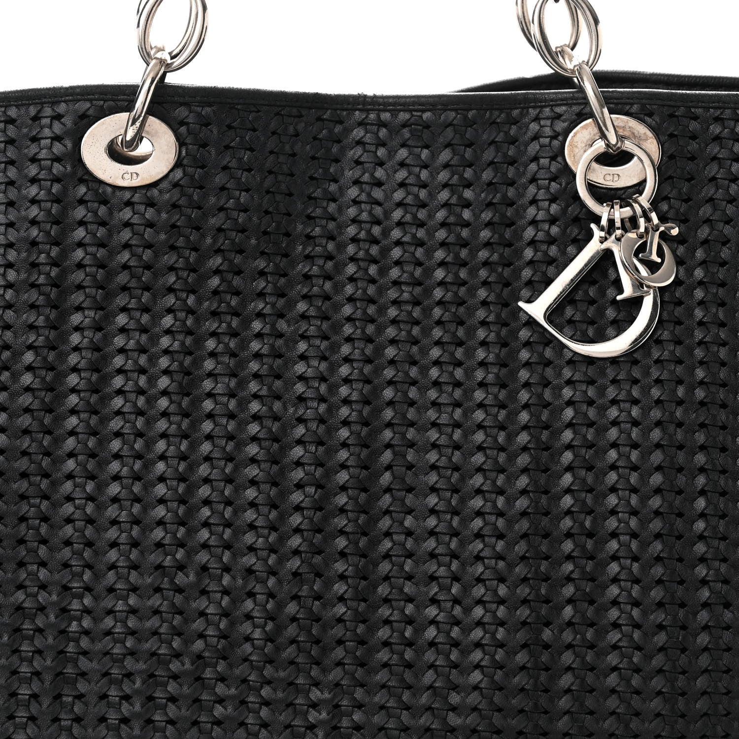 Christian Dior Lambskin Woven Dior Soft Shopping Tote Black 8 of 13