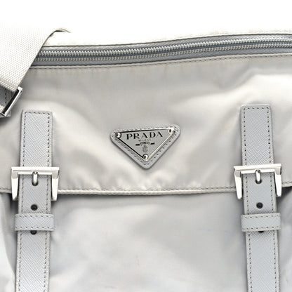 Prada Re-Nylon Vela Saffiano Pocket Double Buckle Messenger Shoulder Bag Fiordaliso 7 of 9