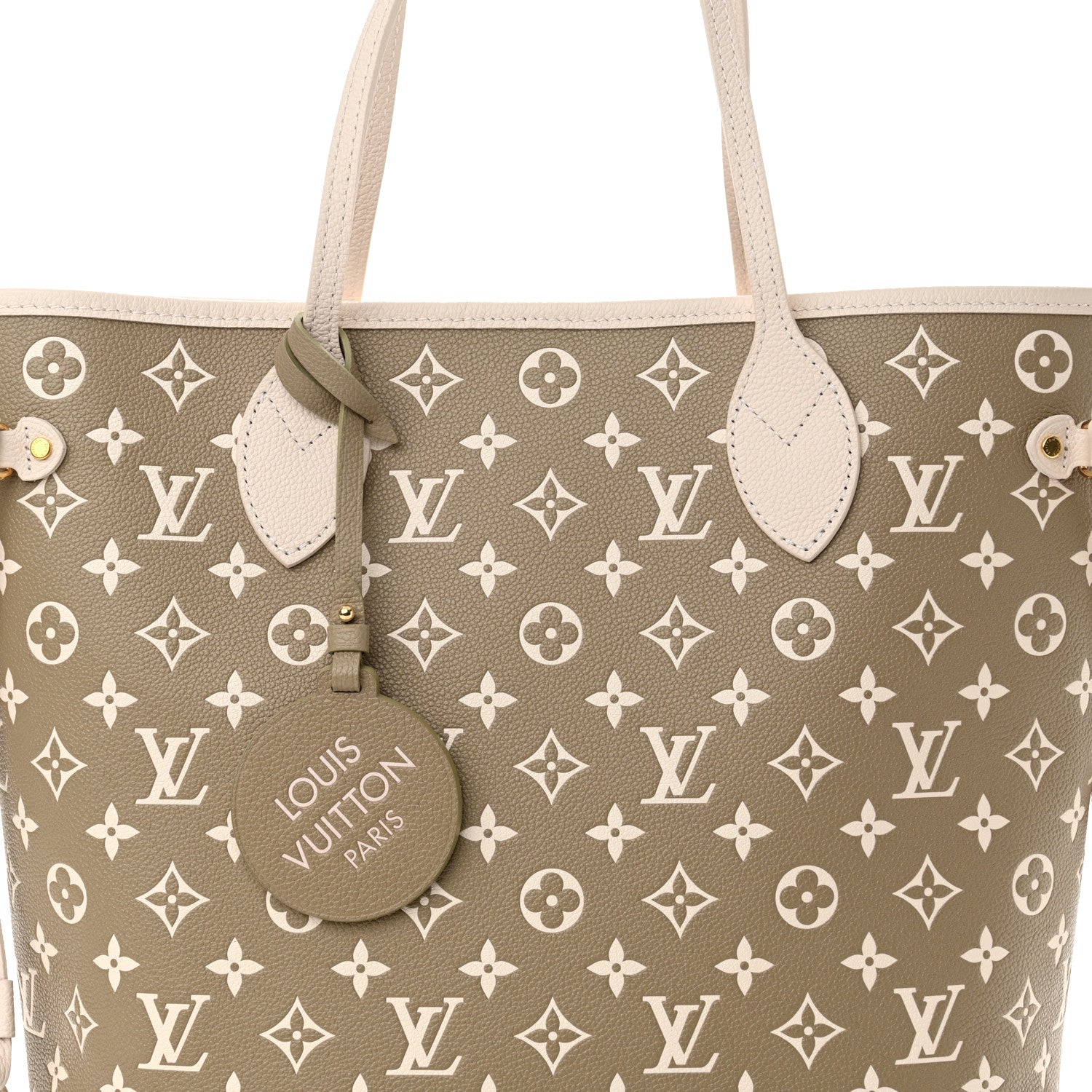 Louis Vuitton Empreinte Monogram Spring In The City Neverfull MM Kaki Beige Cream 8 of 10