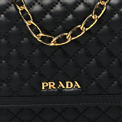 Prada Soft Calfskin Quilted Chain Wallet Black 7 of 10