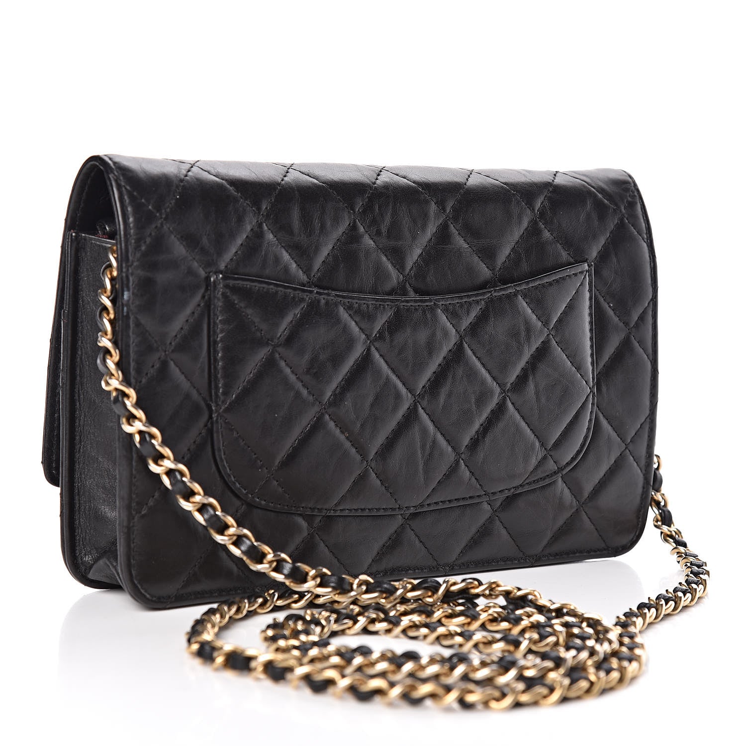 Chanel Aged Calfskin Quilted Reissue Wallet On Chain WOC Black 3 of 12