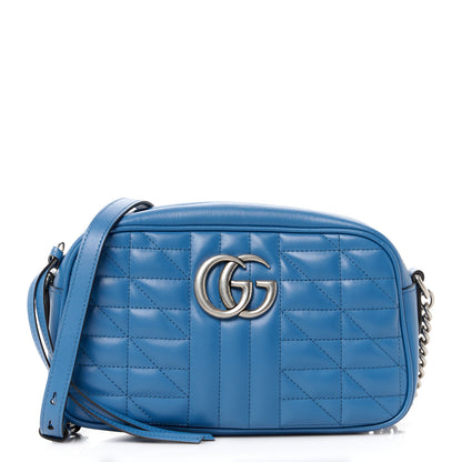 Gucci Calfskin Matelasse Aria Small GG Marmont Chain Shoulder Bag Clear Blue 1 of 11