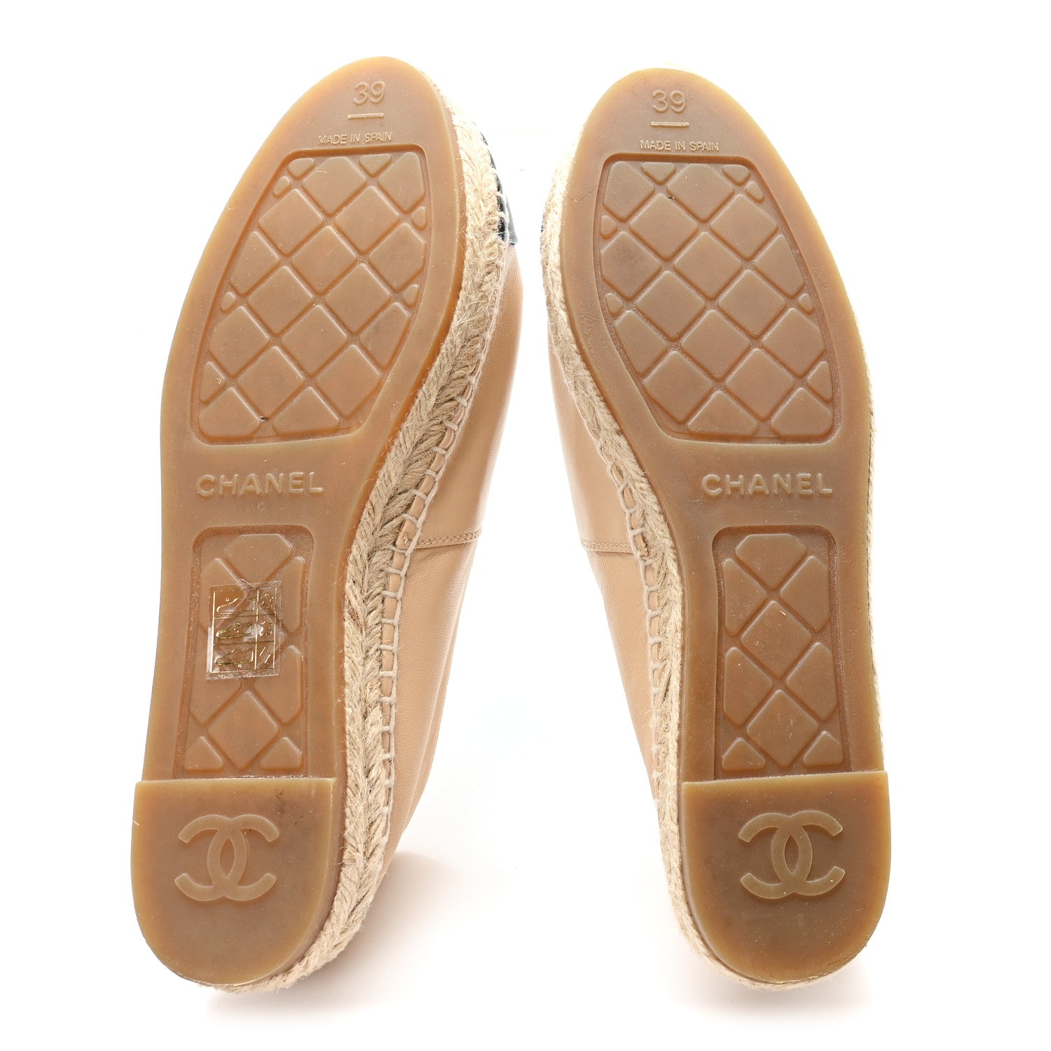 Chanel Lambskin CC Espadrilles 39 Beige Black 2 of 9