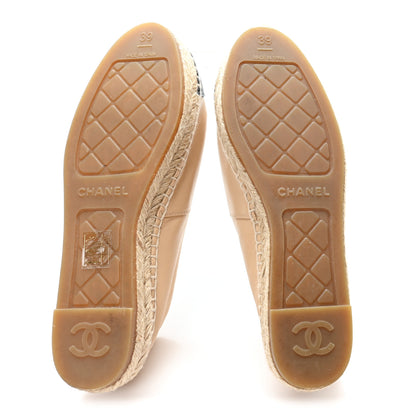 Chanel Lambskin CC Espadrilles 39 Beige Black 2 of 9