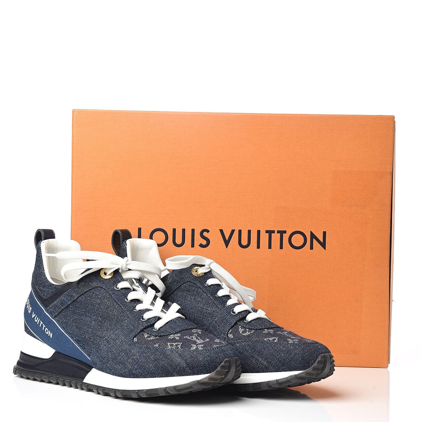 Denim Monogram Run Away Sneakers 38 Blue