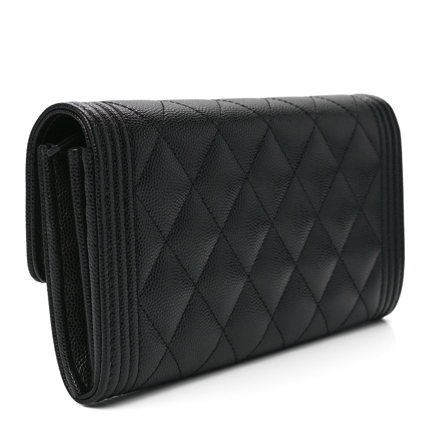 Chanel Caviar Quilted Large Boy Gusset Flap Wallet Black 3 of 13