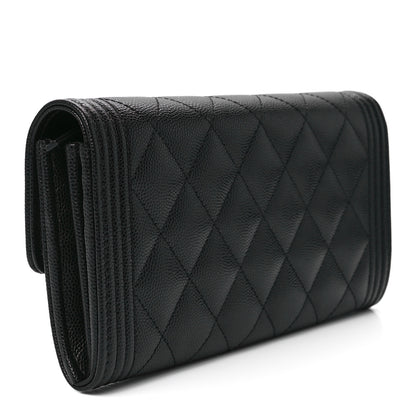 Chanel Caviar Quilted Large Boy Gusset Flap Wallet Black 3 of 13