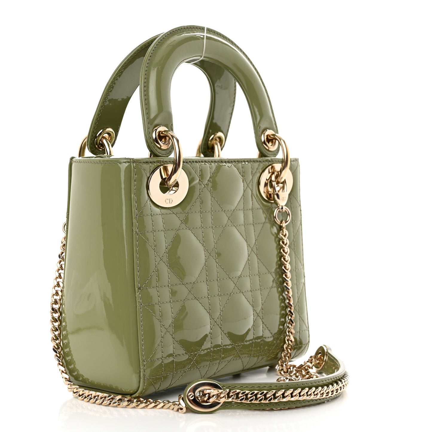 Patent Cannage Mini Lady Dior Dusty Jade