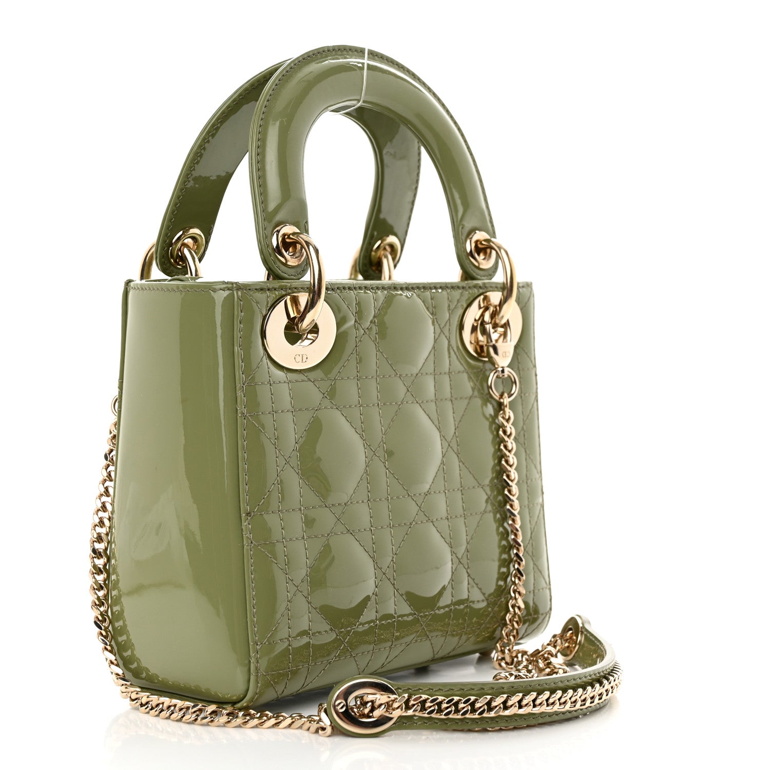 Christian Dior Patent Cannage Mini Lady Dior Dusty Jade 3 of 10
