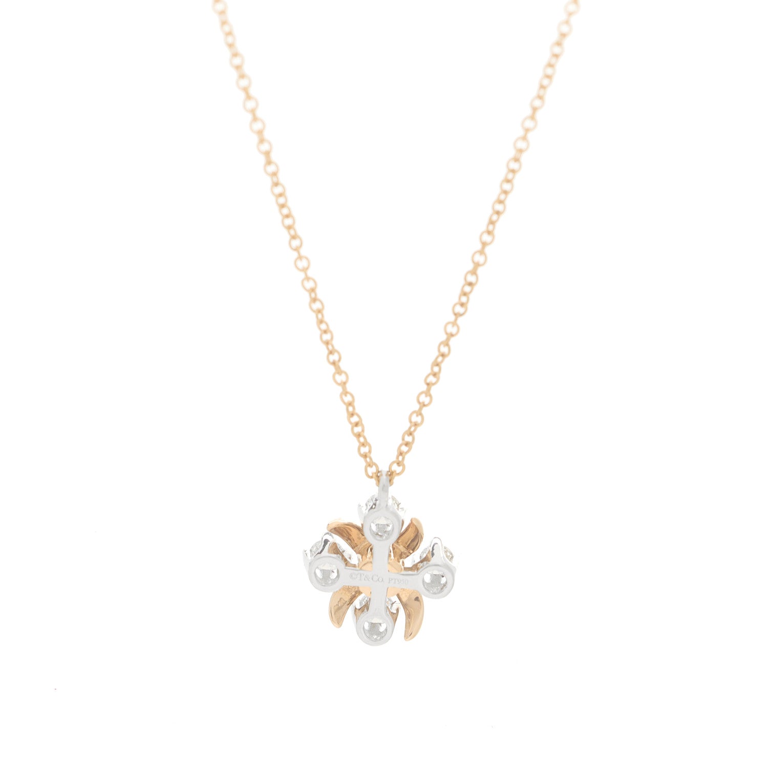 Tiffany 18K Rose Gold Platinum Diamond Schlumberger Lynn Pendant Necklace 4 of 5