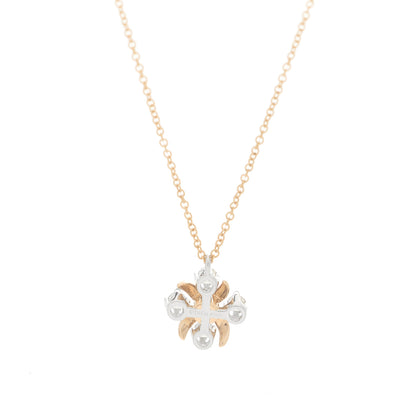 Tiffany 18K Rose Gold Platinum Diamond Schlumberger Lynn Pendant Necklace 4 of 5