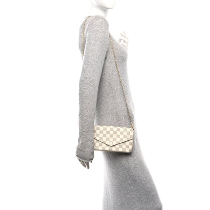 Louis Vuitton Damier Azur Pochette Felicie Chain Wallet Rose Ballerine 2 of 11