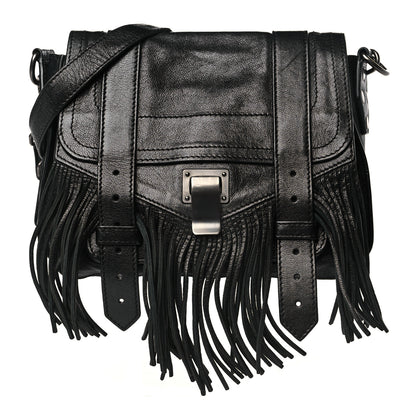 Proenza Schouler Lambskin Fringe PS1 Crossbody Pouch Black 1 of 8