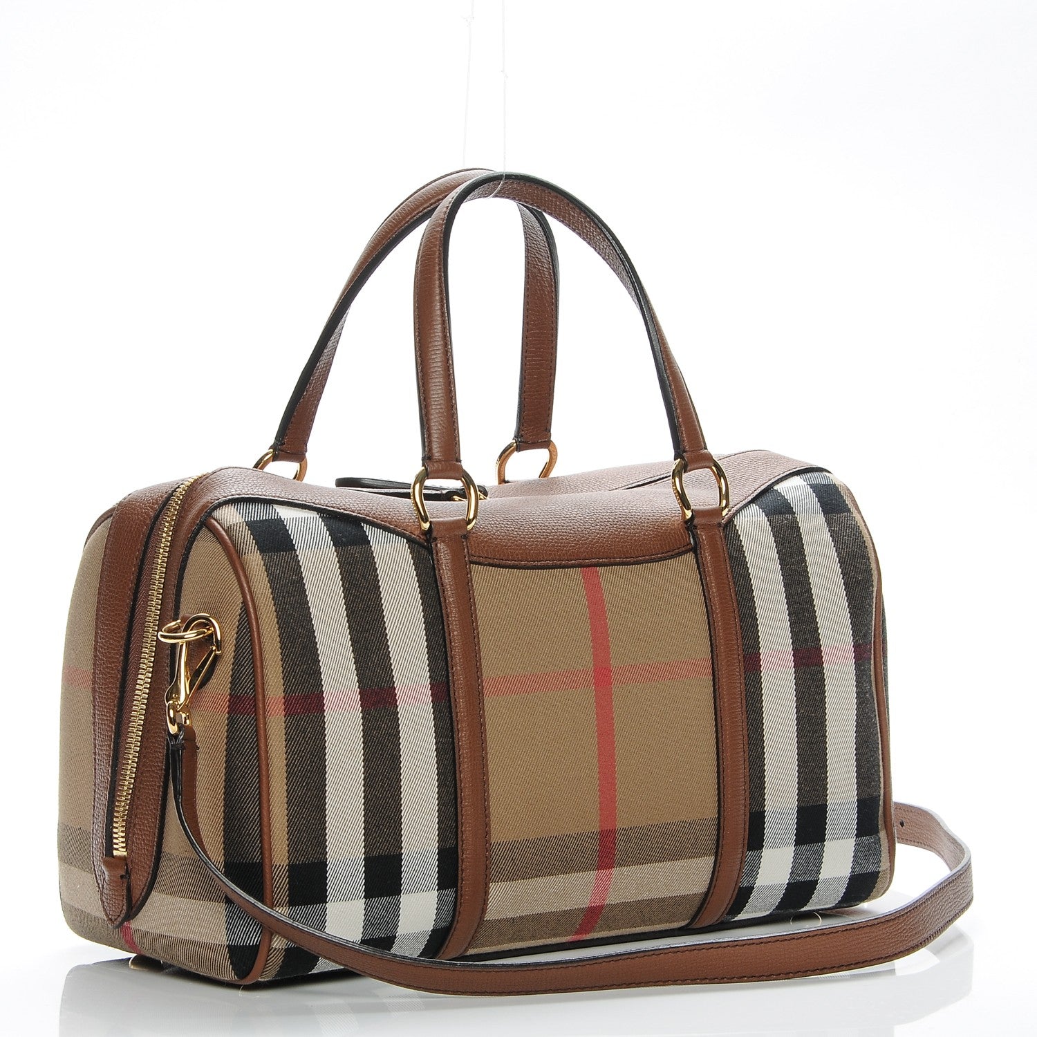 Burberry House Check Derby Calfskin Medium Alchester Bowling Bag Tan 3 of 7