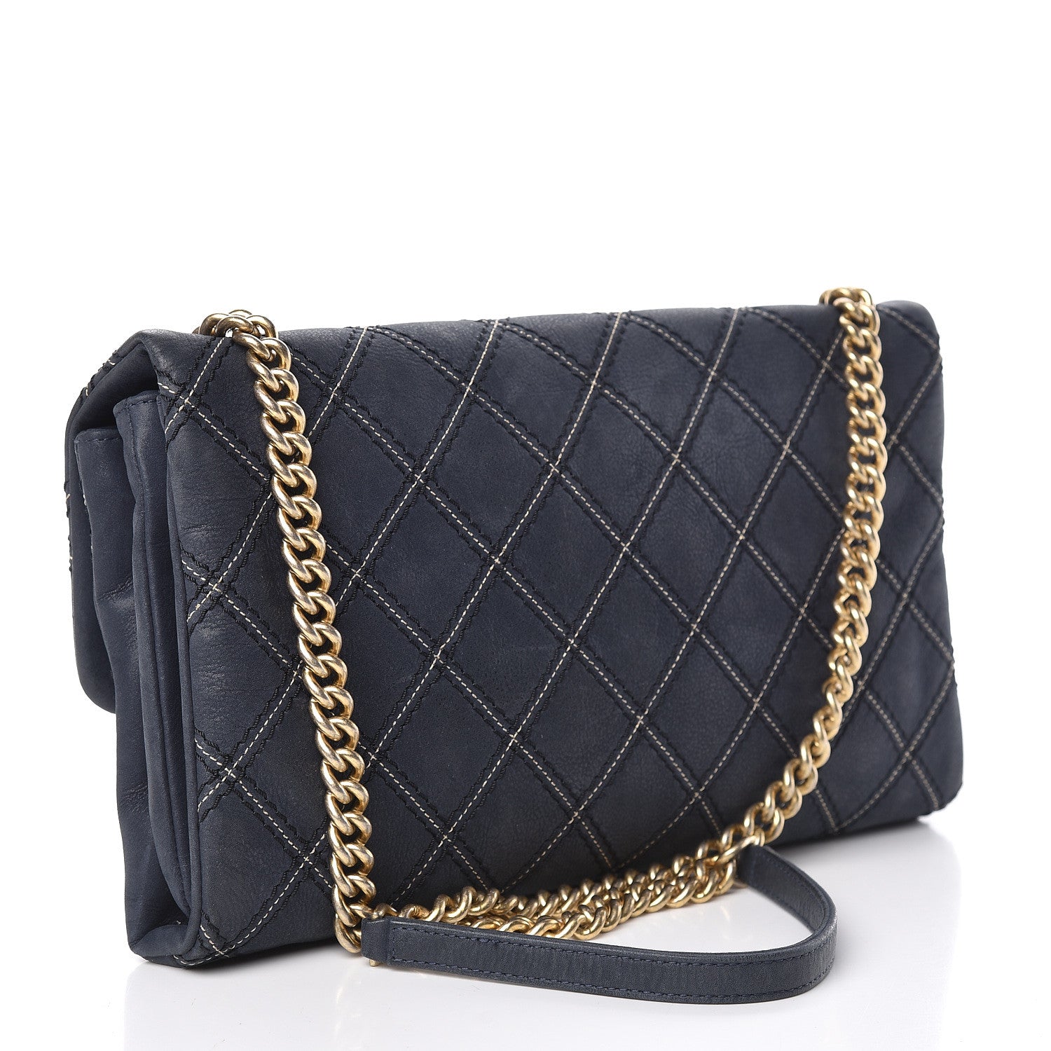 Chanel Calfskin Triple Stitched Medium Flap Navy 3 of 15