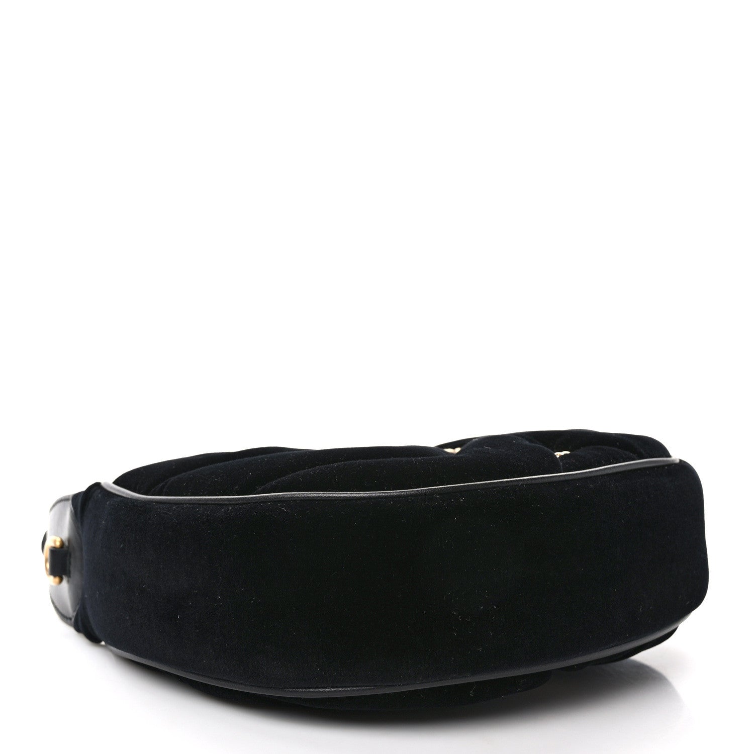 Gucci Velvet Matelasse Double G Studs Torchon GG Marmont Half Moon Hobo Black 4 of 9