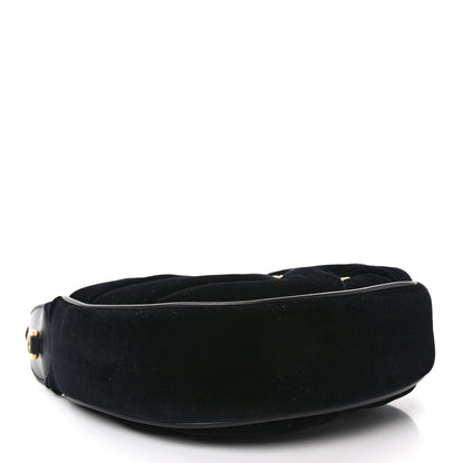 Gucci Velvet Matelasse Double G Studs Torchon GG Marmont Half Moon Hobo Black 4 of 9