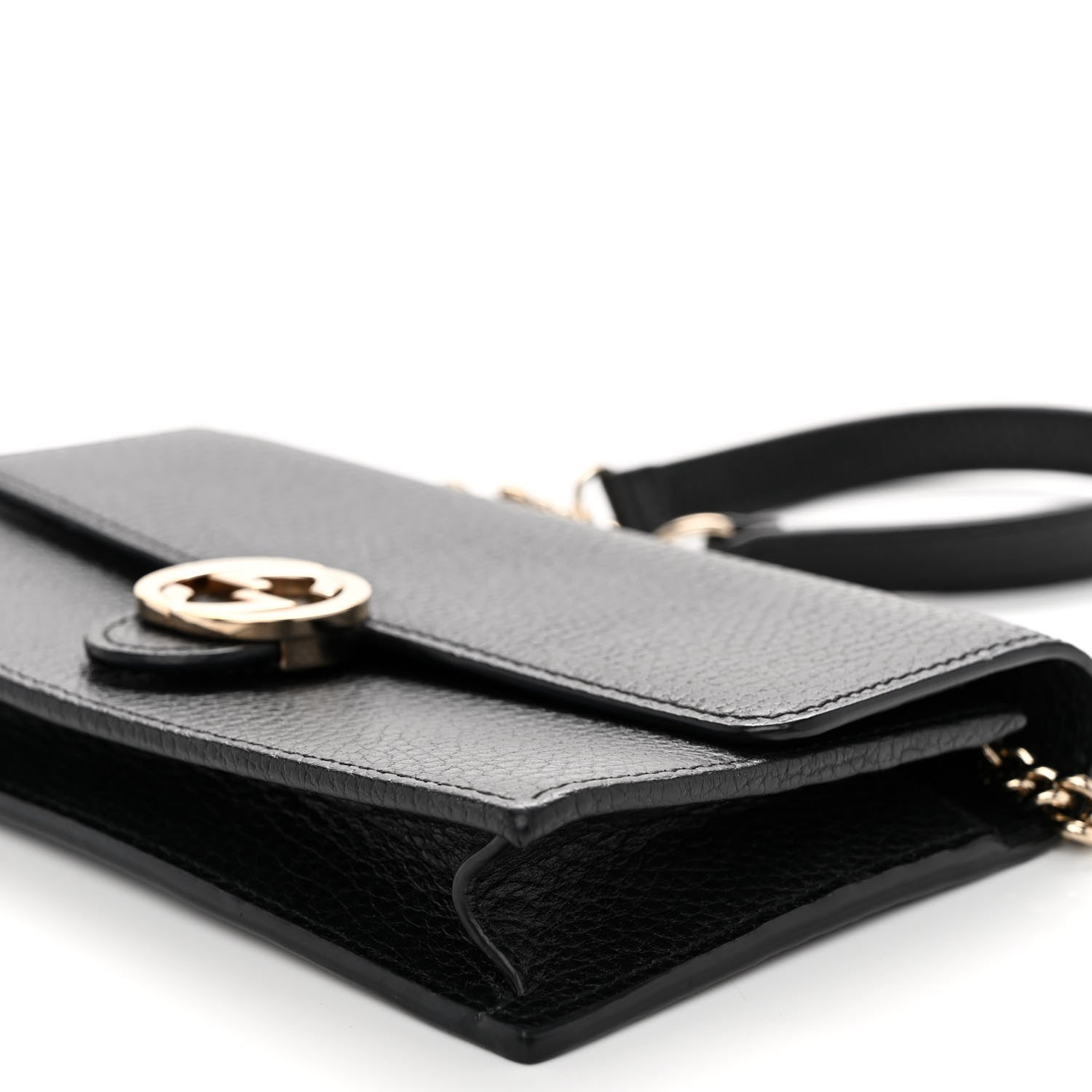 Gucci Dollar Calfskin Interlocking G Chain Wallet Black 9 of 9