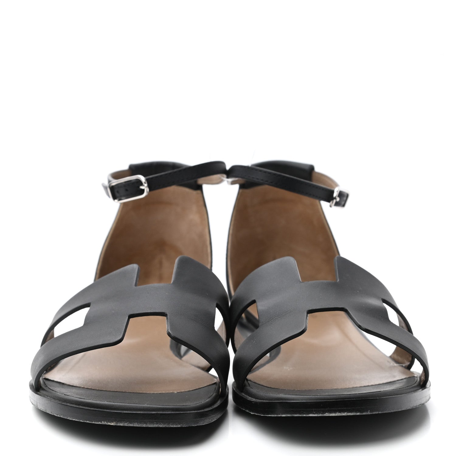 Hermes Calfskin Santorini Sandals 41 Black 2 of 14