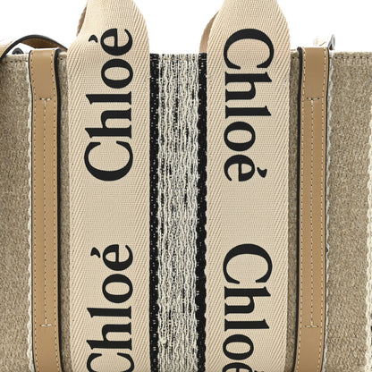 Chloe Cotton Calfskin Small Woody Ribbon Tote With Strap Soft Tan 8 of 11